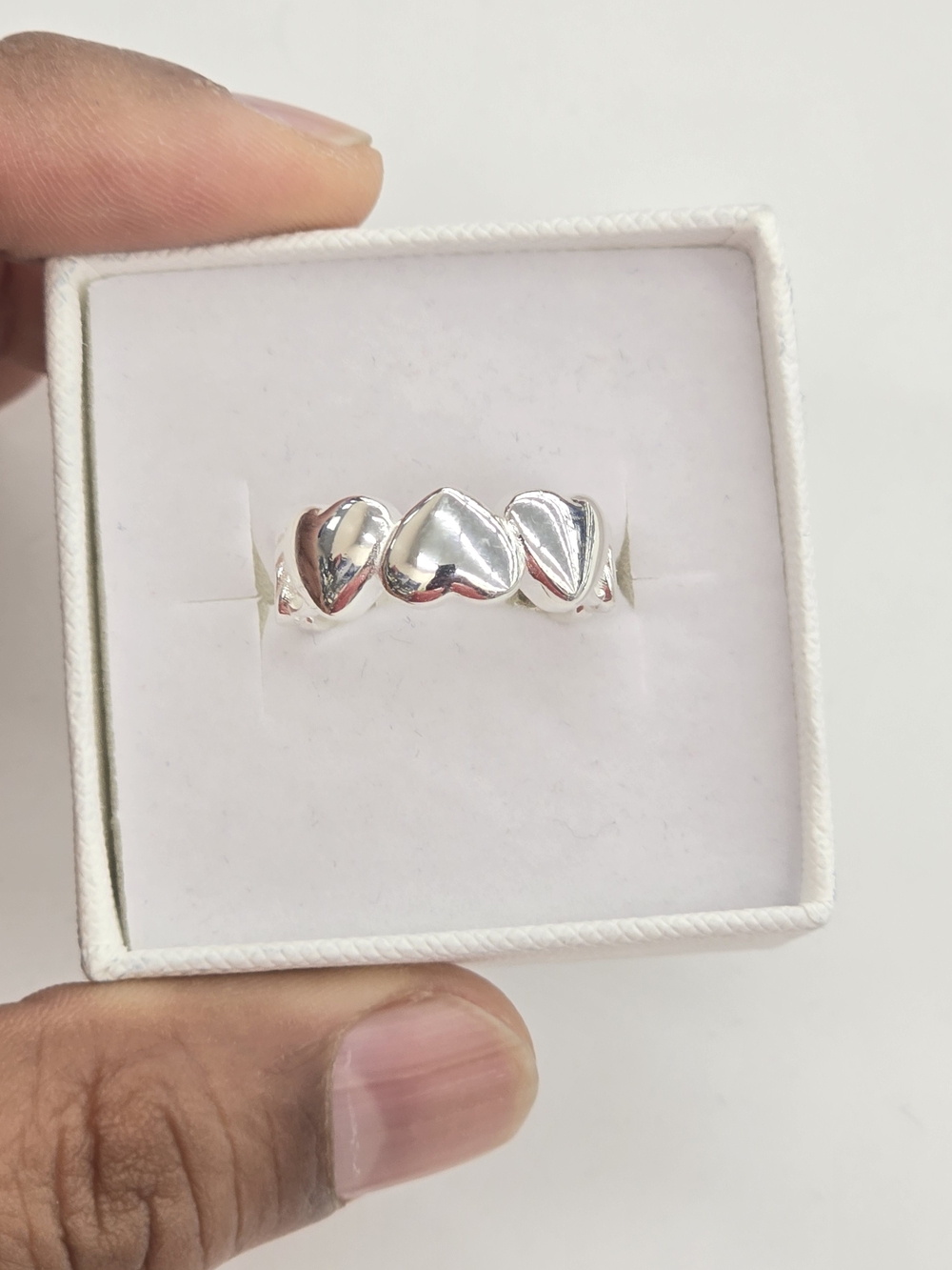 Silver Heart Trio Ring - Women Jewelry